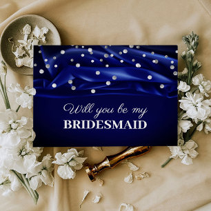 Levendige blauwe Zijde word mijn Bridesmaid. Briefkaart