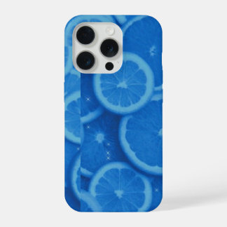 Levendige blauwe zomerfruit citroenschijf telefoon iPhone 15 pro hoesje