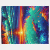 Levendige Blauwgroen getijden: zonsondergang boven Fleece Deken (Voorkant (Horizontaal))