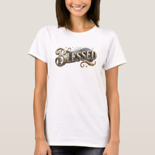Levendige BLESSED stijlverklaring T-shirt