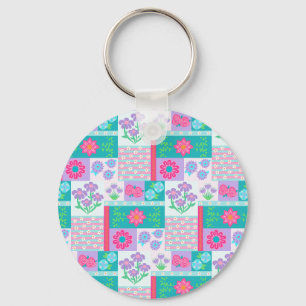Levendige Bloeiende Bloemen Ontwerp Sleutelhanger