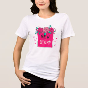 Levendige bloem 'Nieuwe Verhaal' T-shirt - Romanti