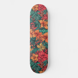 Levendige bloem op Hawaiian Skateboard