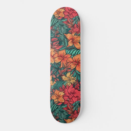 Levendige bloem op Hawaiian Skateboard (Voorkant)