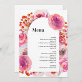  levendige bloemboog bruiloft menu Kaart (Voorkant / Achterkant)