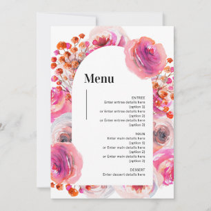 levendige bloemboog bruiloft menu Kaart