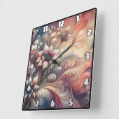 Levendige bloemen Abstracte wervelingen Vierkante Klok (Hoek)