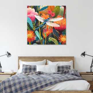 Levendige Bloemen Acryl Wall Art met Witte Vleugel Canvas Afdruk