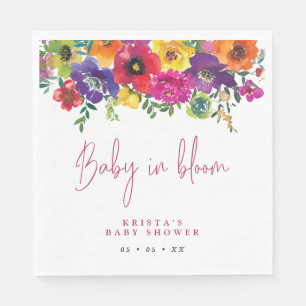 Levendige bloemen Baby in Baby shower Bloom Servet