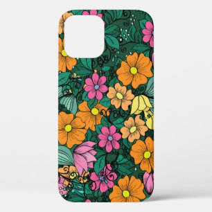 Levendige bloemen: groene achtergrond . iPhone 12 hoesje