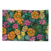 Levendige bloemen: groene achtergrond . kussensloop (Achterkant)