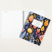 Levendige Bloemen Hand geschilderd Blauw Monogram  Planner (Display)