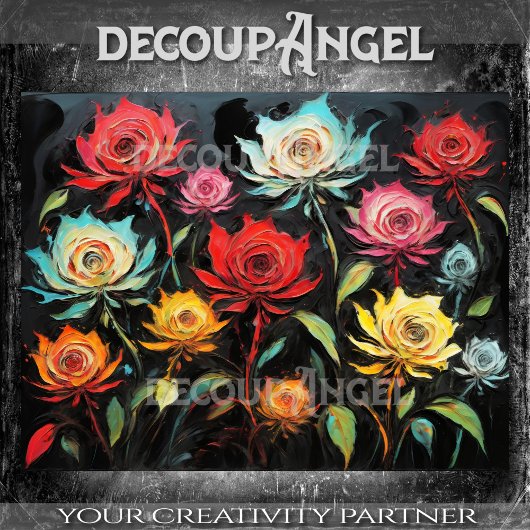 Levendige bloemen in de moderne kunst - Decoupage- Tissuepapier