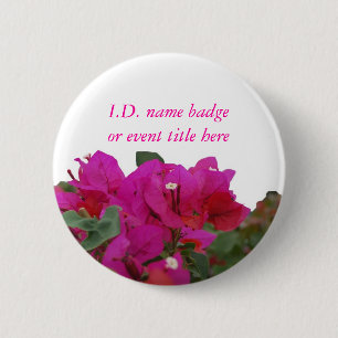 Levendige bloemen, naam badge ronde button 5,7 cm