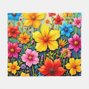 Levendige Bloemen: Tuin van Vreugde Kunst Fleece Deken
