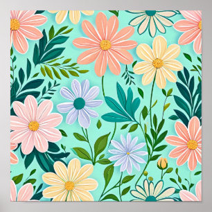 Levendige Bloemen Verrukking: Daisy Dream Wallpape Poster