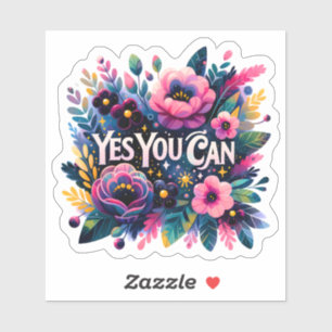 Levendige bloemen viering van kracht sticker