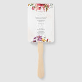 Levendige Bloemen Waterverf Trouwprogramma Handwaaier (Achterkant)