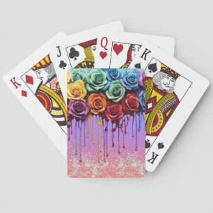 Levendige bloemenboeket pokerkaarten