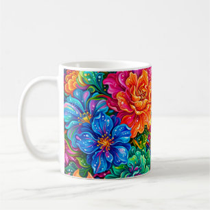 Levendige Bloemendroomlandschap – Tropische Boho Koffiemok