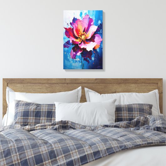 Levendige bloemenexplosie Abstracte bloemkunst Canvas Afdruk (Insitu (Slaapkamer))