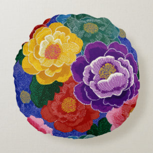 Levendige bloemenkussen decoratie rond kussen