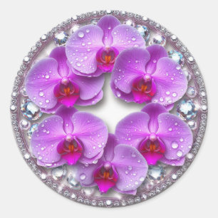 Levendige bloemenslingers met kleurrijke bloesems ronde sticker
