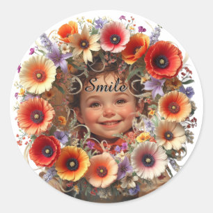 Levendige bloemenslingers ronde sticker
