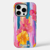 Levendige bloemenstrepen Case-Mate iPhone case (Achterkant)