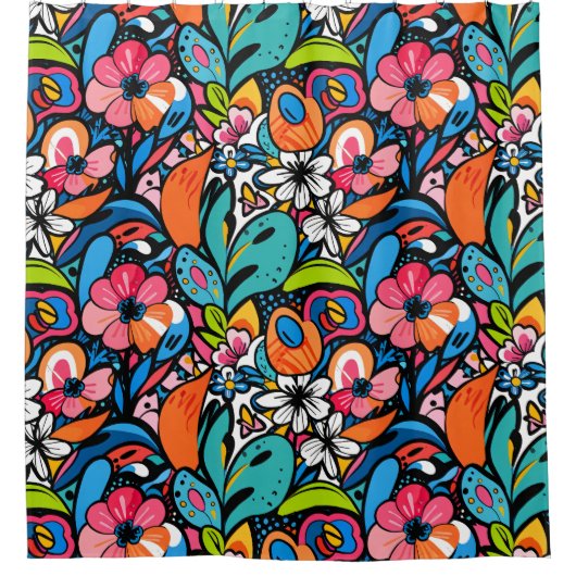 Levendige bloementuin Bliss Douchegordijn (Voorkant)