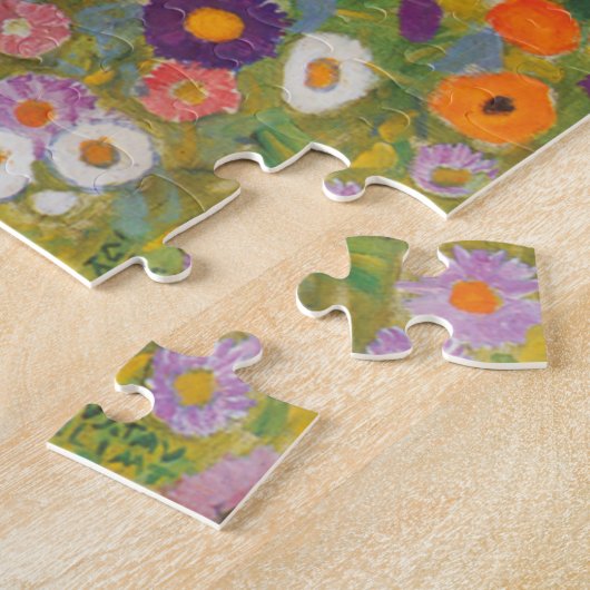 Levendige bloementuin - Gustav Klimt Legpuzzel (Zijkant)