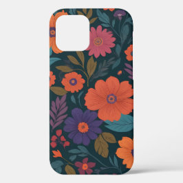 Levendige bloemenwandtapijt iPhone 12 hoesje