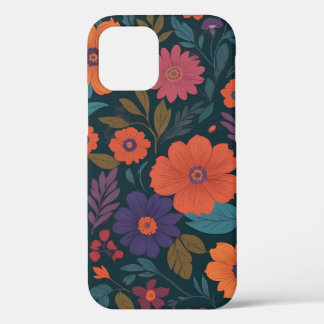 Levendige bloemenwandtapijt iPhone 12 hoesje