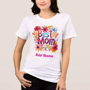Levendige bloemige beste moeder vlinder botanische Tri-Blend shirt