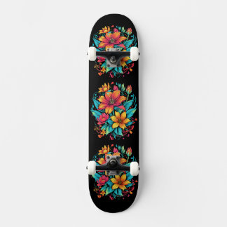 Levendige bloemige bloemen skateboard