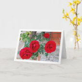 Levendige bloemige rode rozen kaart (Gele Bloem)