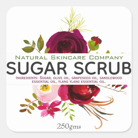 Levendige Bloemige Witte Productlabels Vierkante Sticker (Voorkant)