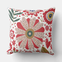 Levendige bloesems, rood, beige, groen