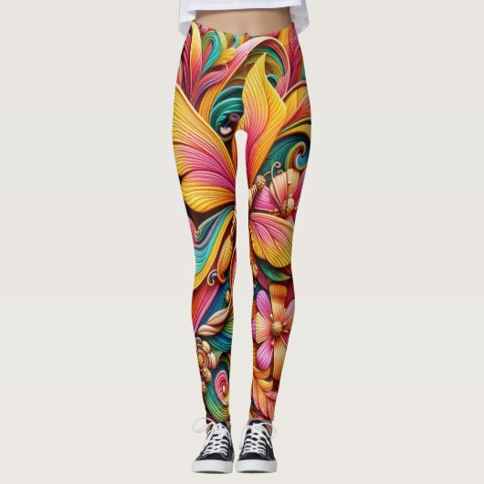 Levendige Bloom Capri Leggings (Voorkant)