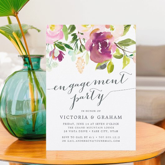 Levendige Bloom Engagement Party Uitnodiging