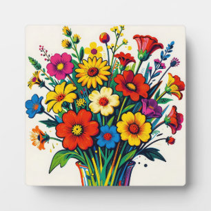 Levendige boeket van wilde bloemen in folk art-sti fotoplaat