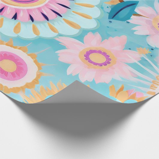 Levendige Boho Bloemenexplosie in pasteltinten Cadeaupapier (Hoek)