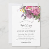 Levendige Boho Magenta Roze Paarse bloemenbruiloft Kaart (Voorkant)