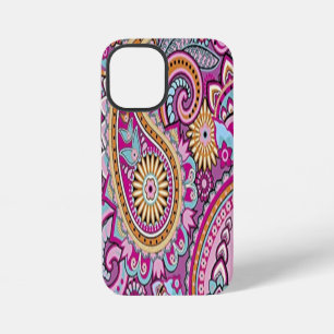 Levendige Boho Paisley Bloemmotief   Kleurrijke Ku iPhone 12 Mini Hoesje