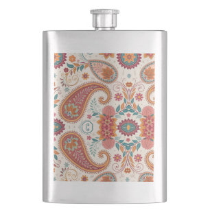 Levendige Boho Paisley witte bloempatroon  Flacon