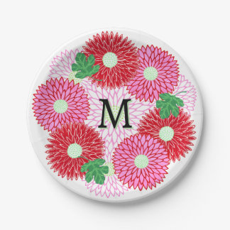 Levendige Boho stijl roze & rode bloemenfeestje Papieren Bordje