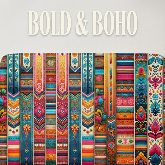 Levendige Boho Stripes: Eclectische Textielkunst Badmat
