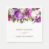 Levendige Bold Bright Paarse Floral Modern Wedding Servet (Voorkant)