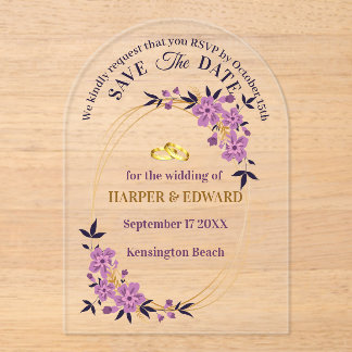 Levendige Bold Wildflowers Wedding Save the Date A Acryl Uitnodigingen