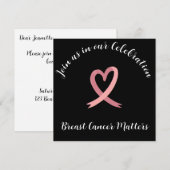 Levendige borstkanker Pink Ribbon Party Kaart (Voorkant / Achterkant)